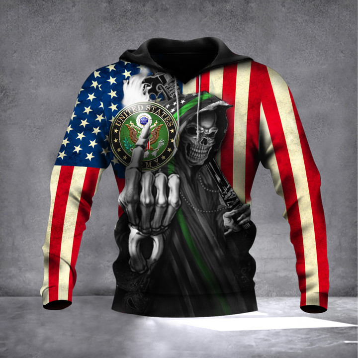 United States Army Skull American Flag Hoodie Thin Green Line Pride Apparel Gifts For Army