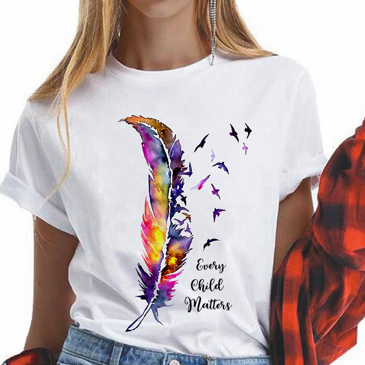Every Child Matters Shirt Feathers Honouring Orange Shirt Day Every Child Matters Clothing
