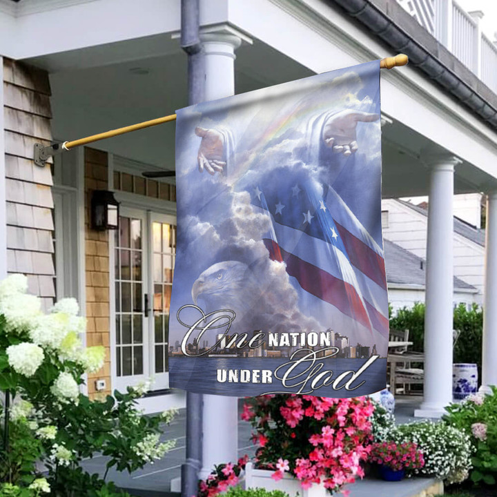 US Eagle One Nation Under God Flag Faith Based Christian Merch Patriotic Outdoor Decor