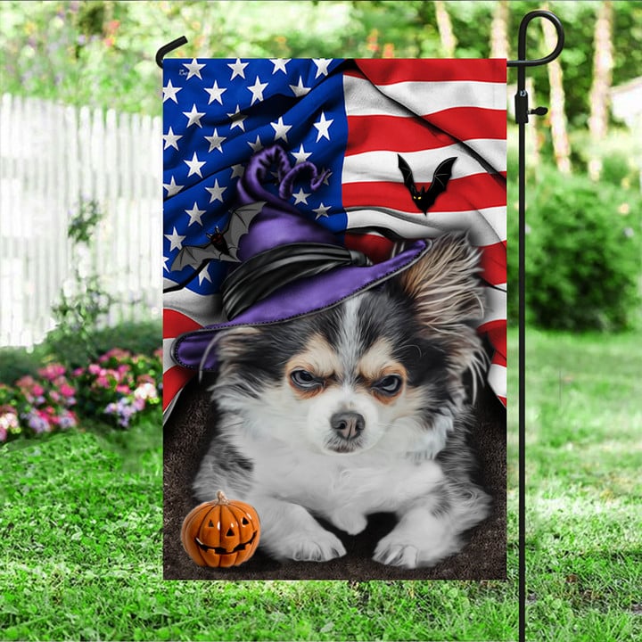 Chihuahua Witch American Flag Chihuahua Owner Funny Outdoor Halloween Decorations
