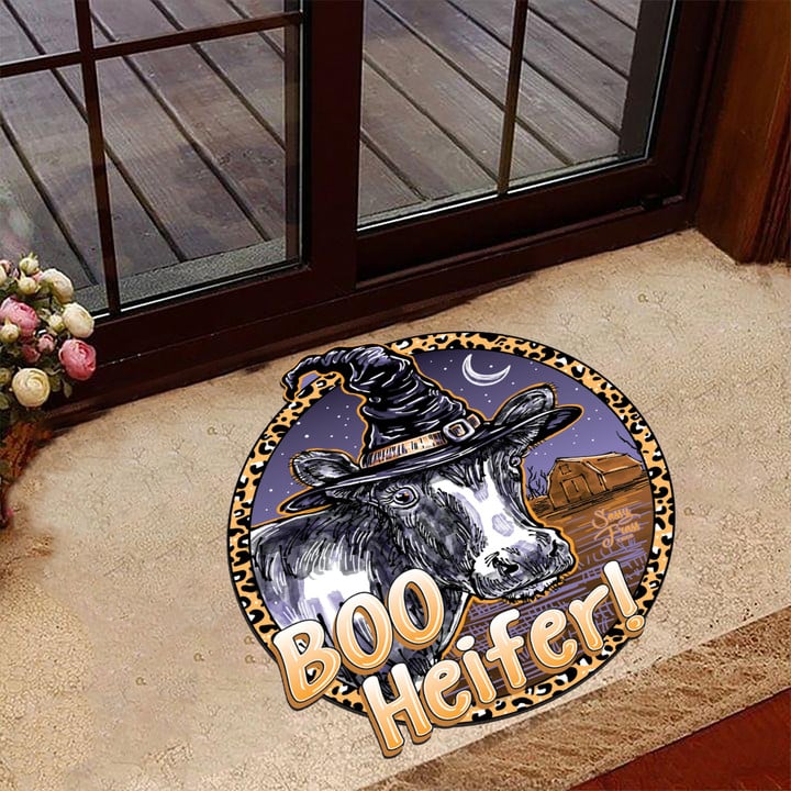 Cow Witch Boo Heifer Doormat Funny Welcome Mats Halloween Indoor Decor