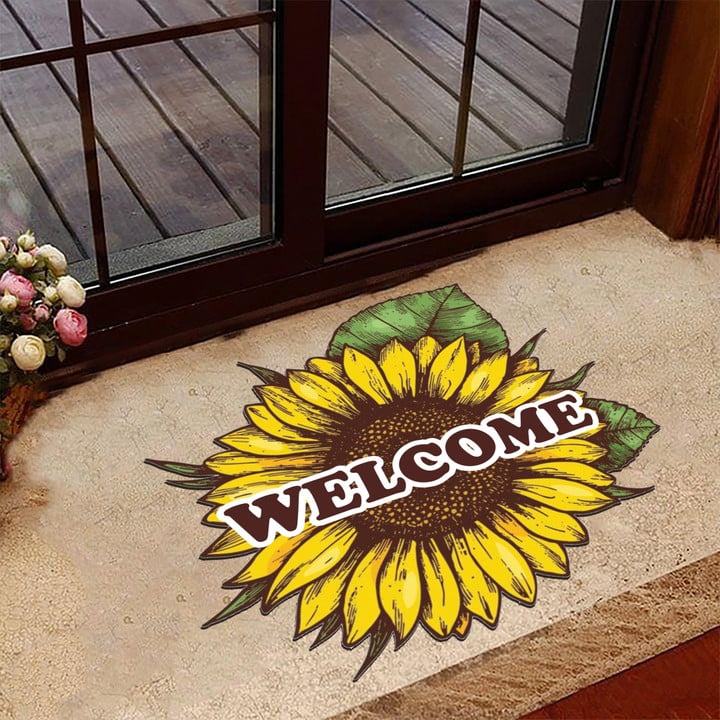 Sunflower Welcome Doormat Entrance Door Mats Floor Decoration Ideas