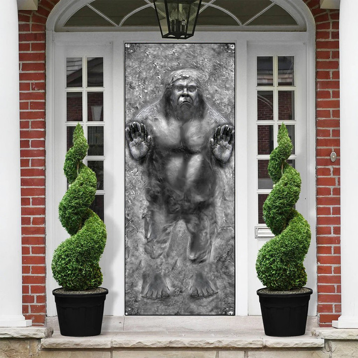 Bigfoot Happy Halloween Door Covers Scary Horror Halloween Front Door Decor