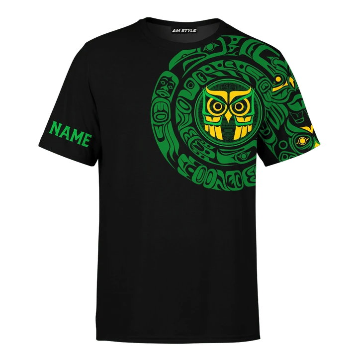 Haida Owl T-Shirt Pacific Northwest Art Green All Over Printed Shirt