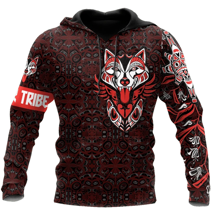 Personalized Independent Wolf Northwest Pacific Hoodie Haida Art Wolf Print Apparel