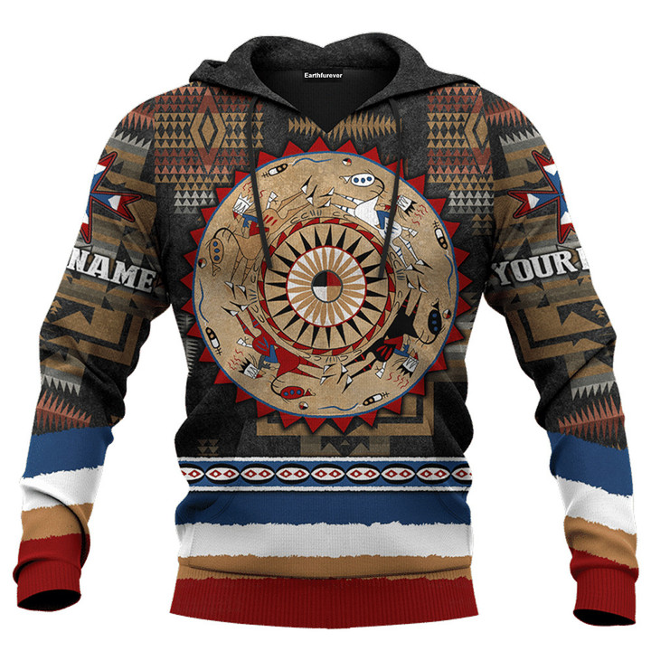 Personalized Native Indian Horse Drum Patterns Hoodie Clothing For Men Women