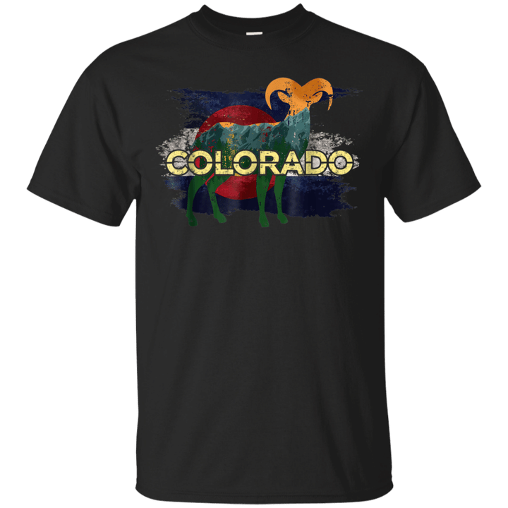 Vintage State Shirt - Distressed Bighorn and Colorado Flag T shirt