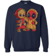 Deadpool and baby Groot G180 Gildan Crewneck Pullover Sweatshirt 8 oz