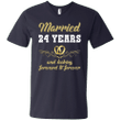 24 Years Wedding Anniversary Shirt Perfect Gift For Couple Mens V-Nec