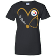 Stethoscope heart nurse love co steelers Ladies shirt