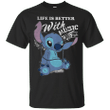 Stitch life is better with music T shirt