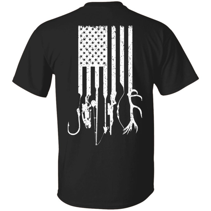 Fishing And Hunting American Flag Funny Shirts