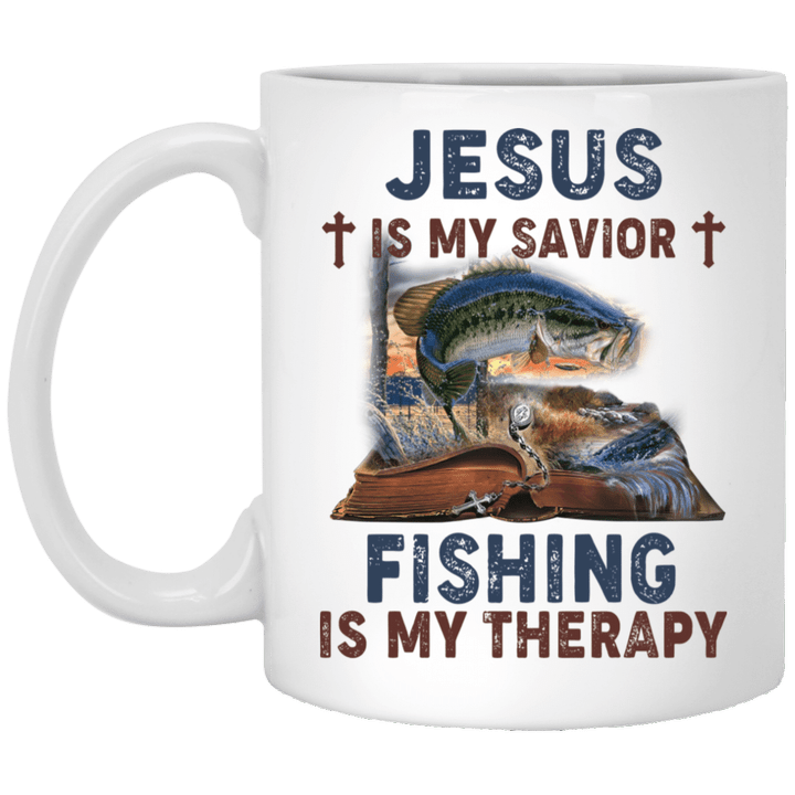 Jesus Is My Savior Fishing Is My Therapy Mug