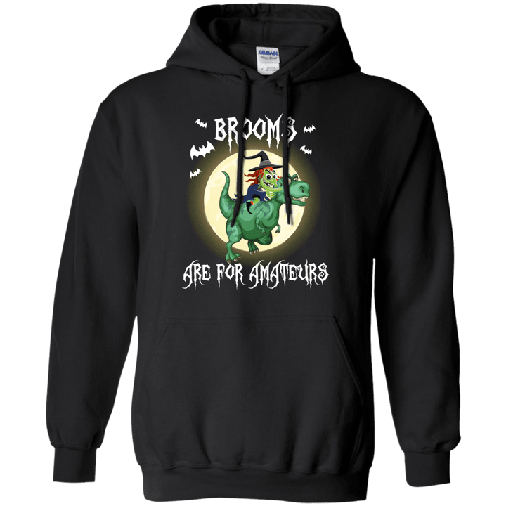 561 Brooms Are For Amateurs Tshirt Halloween Riding Dinosaur Pullover
