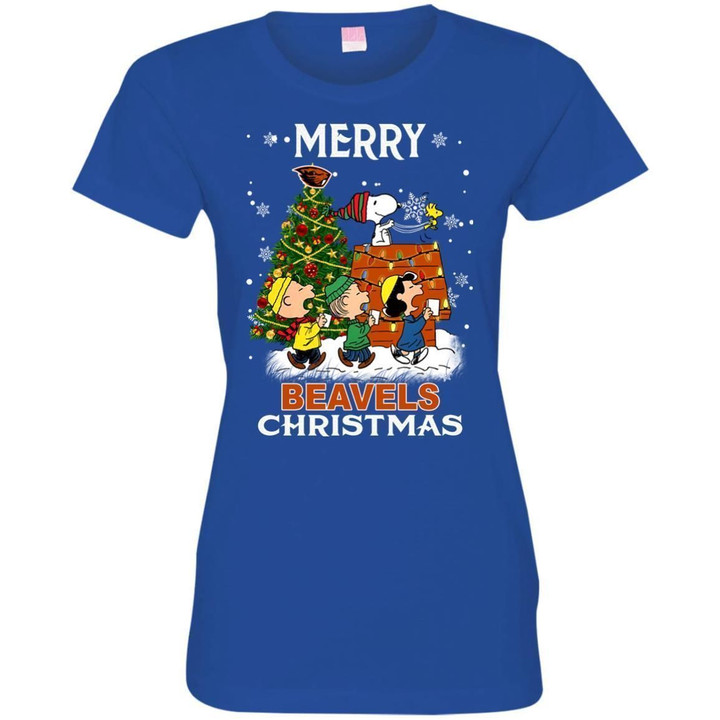 Oregon State Beavers Snoopy And Friends Merry Christmas Womens T-Shir