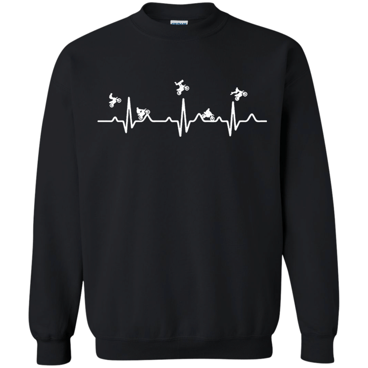 Motocross Heartbeat G180 Gildan Crewneck Pullover Sweatshirt 8 oz