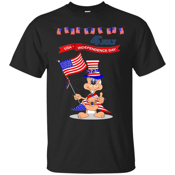 Celebrating 4th of July with flag and bunting T shirt