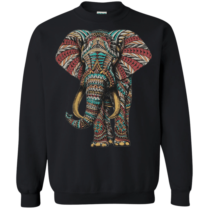 Ornate Elephant with Color Versiont G180 Gildan Crewneck Pullover Swea