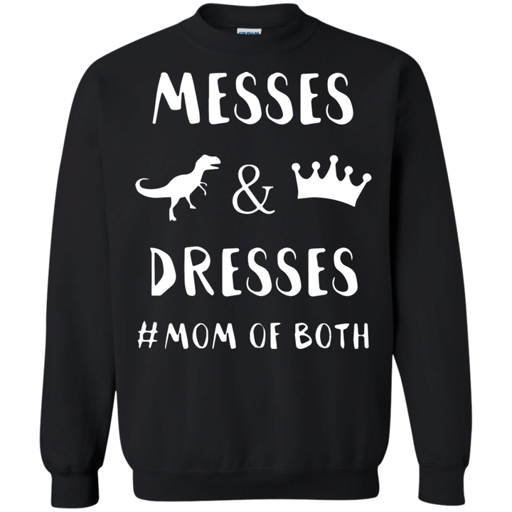 Messes Dresses Mom Of Both G180 Gildan Crewneck Pullover Sweatshirt