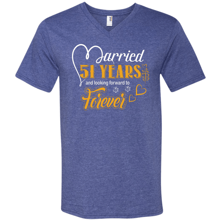 51 Years Wedding Anniversary Shirt For Husband And Wife Mens V-Neck T