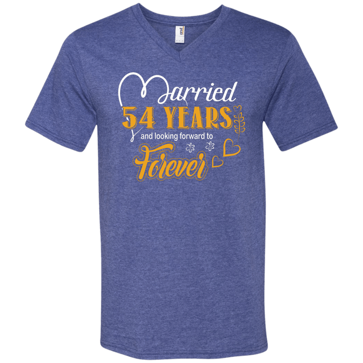 54 Years Wedding Anniversary Shirt For Husband And Wife Mens V-Neck T