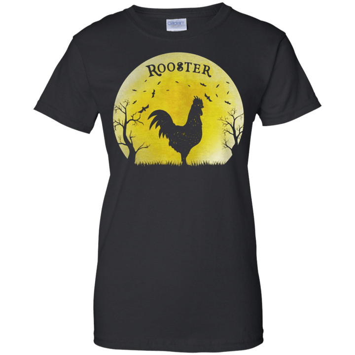 Rooster Halloween Vintage Retro Moon Ladies shirt