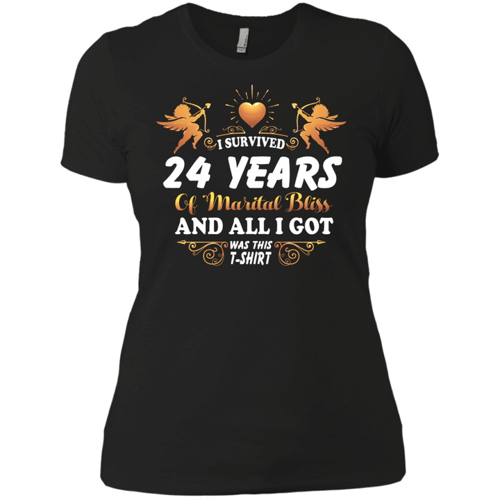Cute 24th Wedding Anniversay Shirt For Couple Ladies Boyfriend T-Shir
