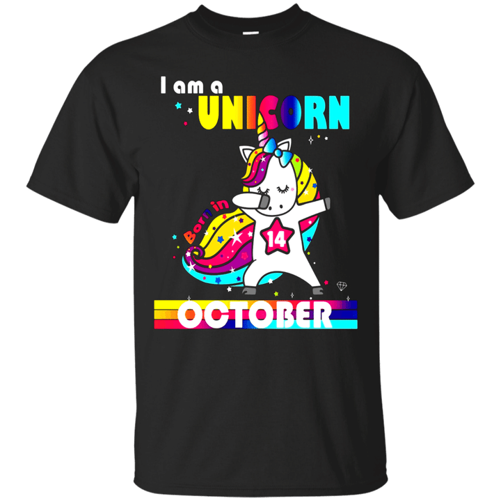 Girls 14th Birthday Shirt Sparkle Unicorn Born In October