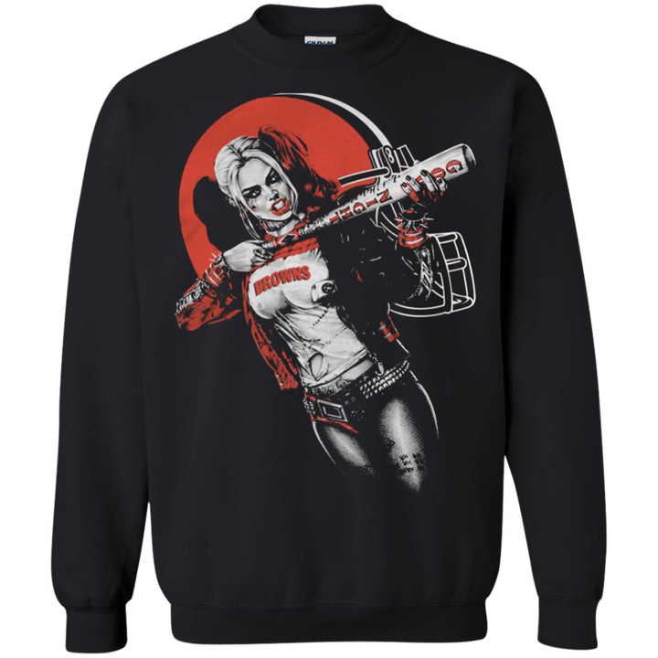 Cleveland Browns Harley Quinn G180 Gildan Crewneck Pullover Sweatshirt