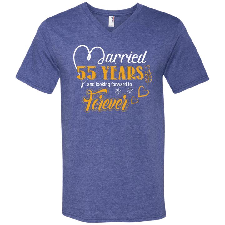 55 Years Wedding Anniversary Shirt For Husband And Wife Mens V-Neck T