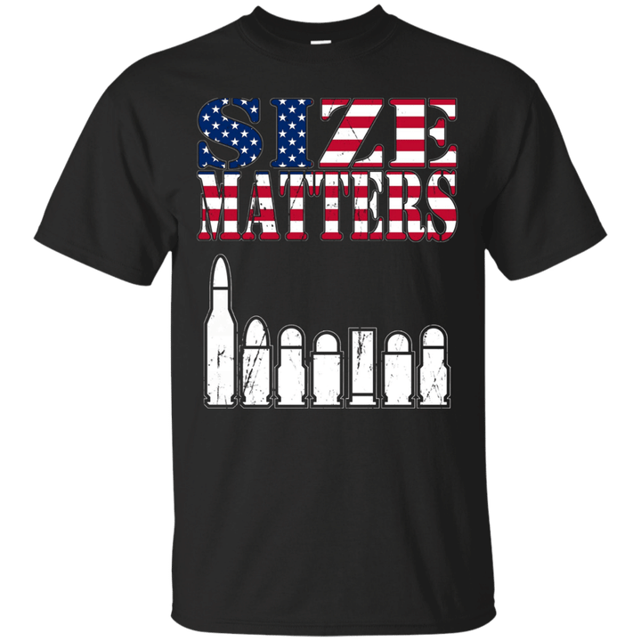 Size Matters Ammo Bullet Gun Rights US USA T Shirt Pro-Gun