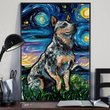 Blue Heeler Starry Night Poster Van Gogh Art Print Living Room Home Decor Items