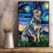 Blue Heeler Starry Night Poster Van Gogh Art Print Living Room Home Decor Items