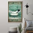 Black Cat Get Naked Poster Cat With Wine In Bathroom Poster Funny House Decoration
