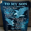Eagle Love Your Mom To My Son Fleece Blanket Sentimental Gifts For My Son From Mom