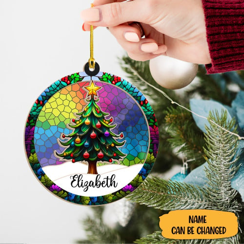 Personalized Christmas Tree Suncatcher Ornament 2023 Christmas Ornaments Gifts For Xmas