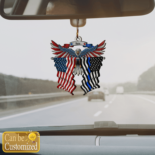 Eagle Thin Blue Line And American Flag Ornament Xmas Holiday Christmas Gifts For Cops
