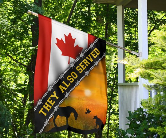 Canada Animal They Also Served Flag Sacrifice Animal Memorial Day Flag Yard Decoration