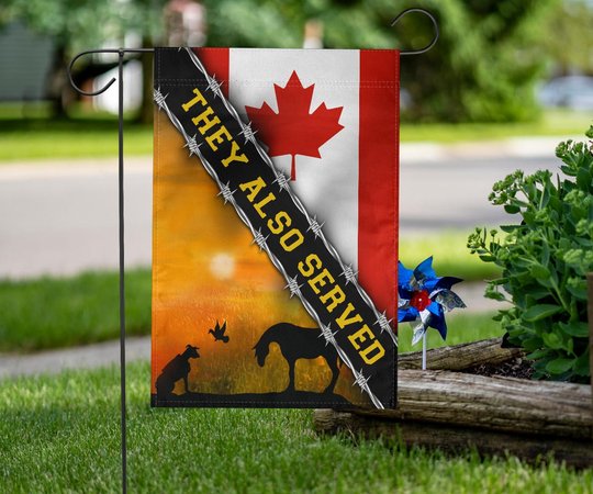 Canada Animal They Also Served Flag Sacrifice Animal Memorial Day Flag Yard Decoration