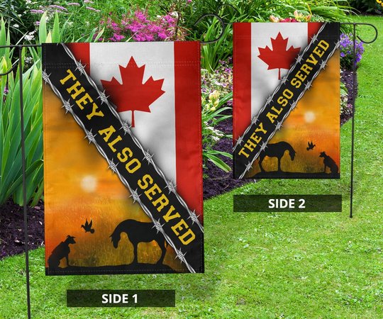 Canada Animal They Also Served Flag Sacrifice Animal Memorial Day Flag Yard Decoration