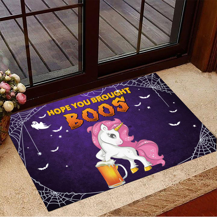 Unicorn Hope You Brought Boos Doormat Cute Welcome Mats Halloween House Decor