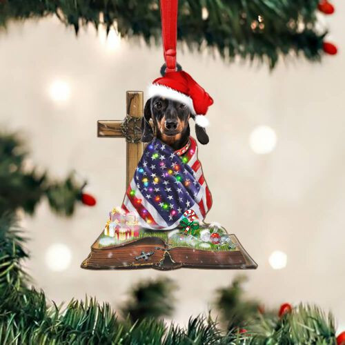 Dachshund With Cross Christmas Ornaments Religious Ornaments For Christmas Decorated Xmas Trees