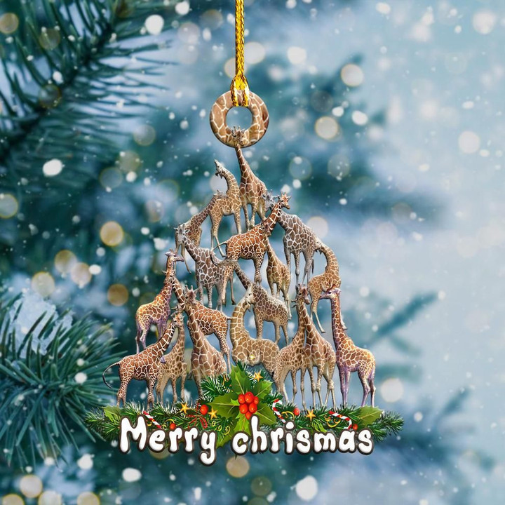 Giraffe ChristmasTree Shape Ornament