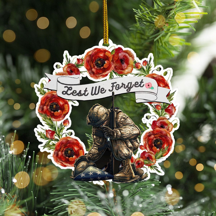 Lest We Forget Veteran Ornament Memorial Day Ornament Christmas Tree Decoration