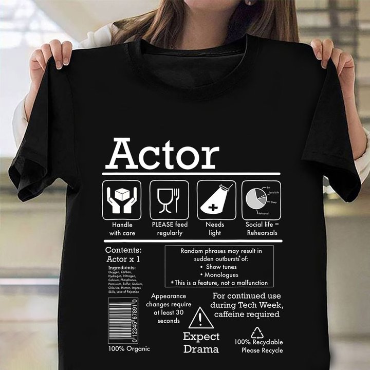 Actor Shirt Care Instructions Funny Vintage Tees  Gift For Theatre Lovers