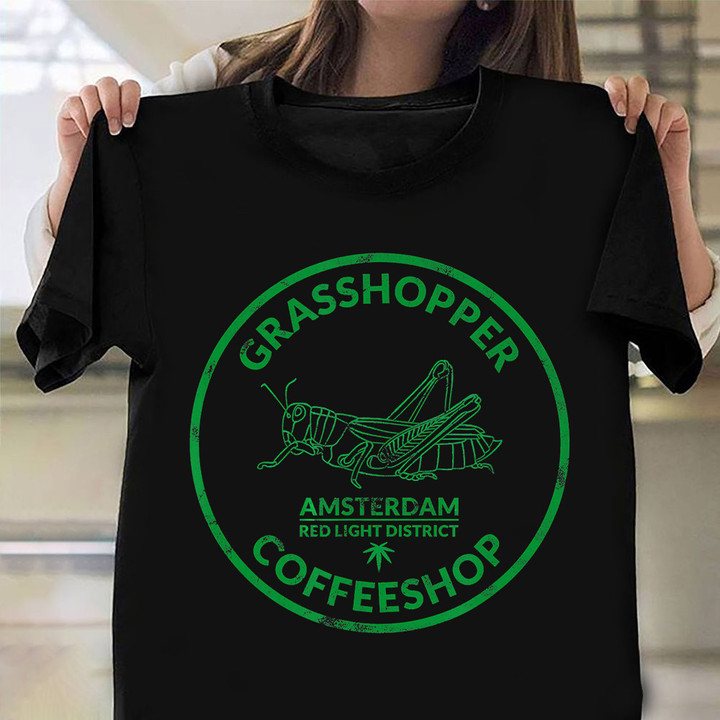 Amsterdam Weed Shirt Grasshopper Coffeeshop Red Light District Amsterdam Logo T-Shirt Clothing