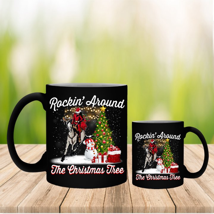 Santa Claus Riding Rockin’ Around The Christmas Tree Mug Merry Christmas Mug His And Her Gifts