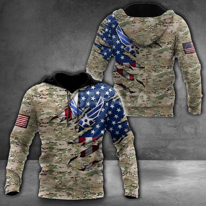 Air Force American Flag Camo Hoodie Unique US Air Force Apparel USAF Hoodie Clothing
