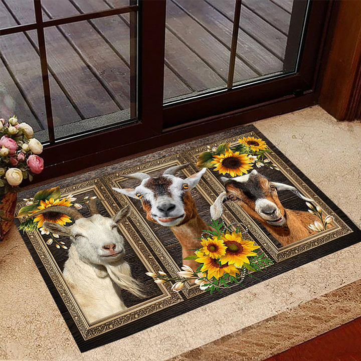 Goat Doormat Sunflower Goat Merchandise Animal Print Doormat For Front Door