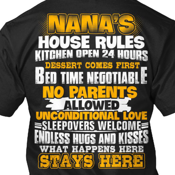 Nana's House Rules Kitchen Open 24 Hours Shirt Sarcastic T-Shirts For Men Stepson Gifts